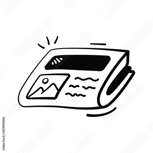 Take a look at this amazing hand drawn doodle icon of newspaper