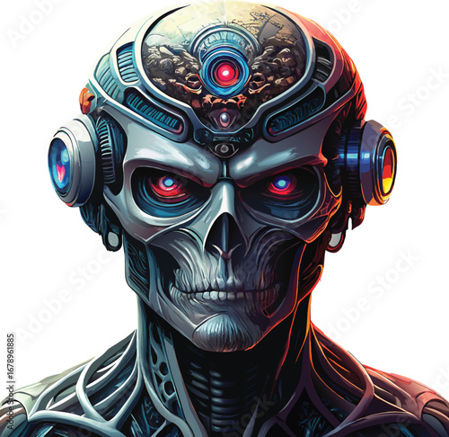 Cyberpunk AI Robot Portrait: Futuristic Humanoid Technology