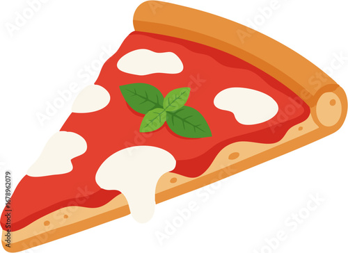 A Delicious Slice of Pizza with Melted Mozzarella and Fresh Basil