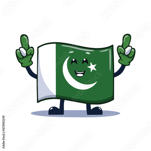 3d pakistan flag icon with smilling face in a white background