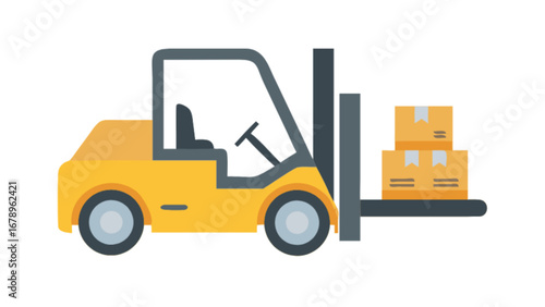 Forklift truck logistics warehouse equipment boxes delivery service transportation vector image