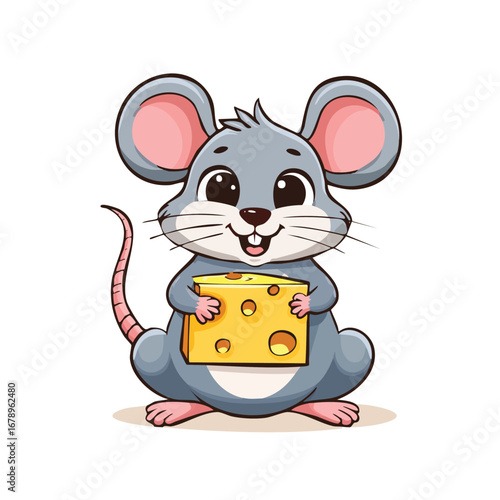 a cute mouse with cheese