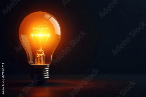 A glowing lightbulb illuminates a dark background, radiating bright light and innovative ideas Perfect for concepts of inspiration, creativity, and problem-solving , potential, brainstorm