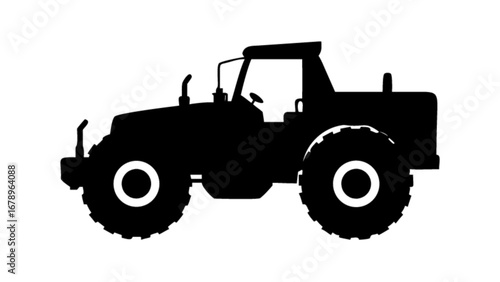Find black tractor silhouette vector image for agricultural machinery and farming equipment design needs