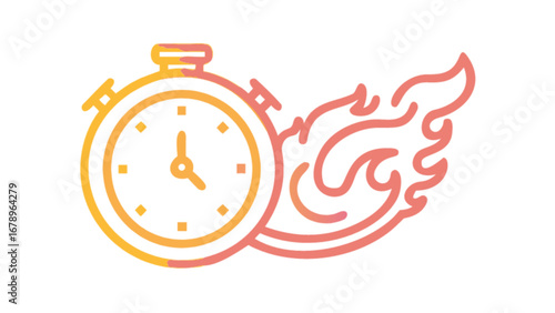 Stopwatch on fire timer deadline urgency speed fast time countdown burning clock hot concept