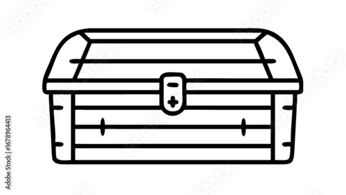 Isolated vector illustration of a wooden treasure chest antique storage box pirate loot icon