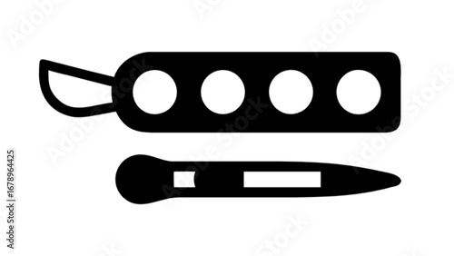 Eyeshadow palette and applicator brush vector icon for makeup and beauty product design needs