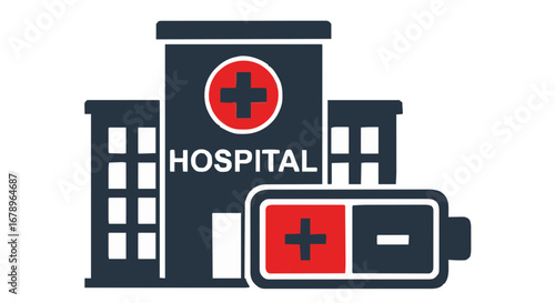 Understanding critical hospital power needs with a battery charging indicator showing energy levels for healthcare facilities