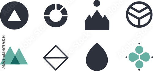 Minimalist logo elements bundle clean vector shapes for scalable design projects vector