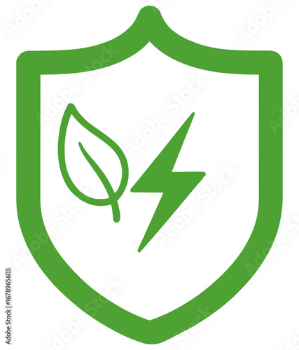 Securing a sustainable future with green energy and environmental protection symbolized by a shield emblem