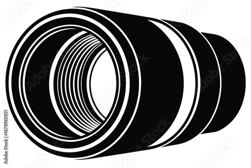 camera lens silhouette vector art icon