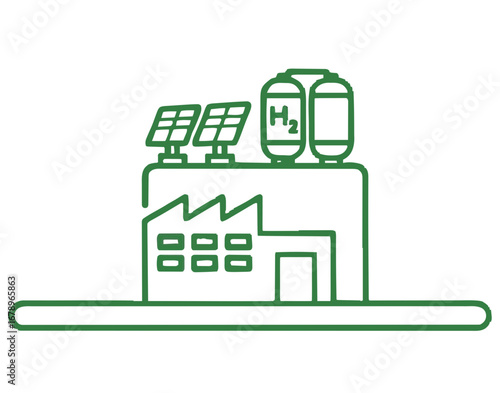 Generating clean energy with solar panels and hydrogen fuel cells at a sustainable factory facility