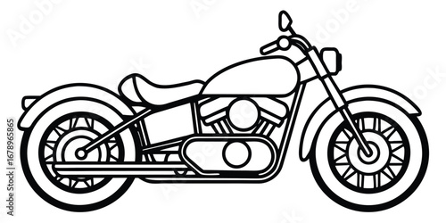 Classic american chopper motorcycle outline drawing
