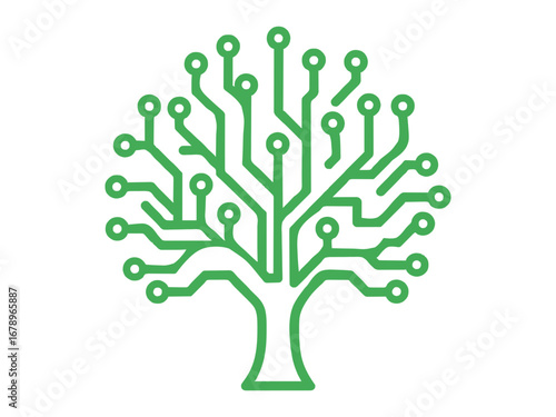 Embrace the future of technology with this innovative green circuit board tree symbolizing digital growth and interconnected systems