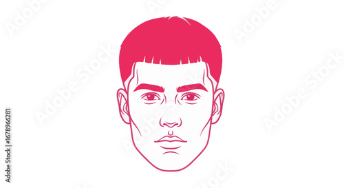 Close-up Portrait of a Man with Pink Hair.