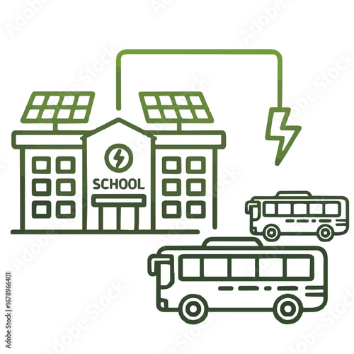 Eco-friendly transportation powering up a school with clean solar energy for sustainable student commuting