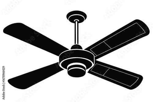 ceiling fan with remote silhouette vector art icon