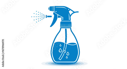 Simple Blue Plastic Spray Bottle.