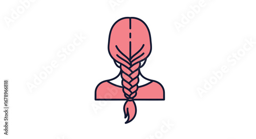 Illustration of a person with pink hair in a braid.