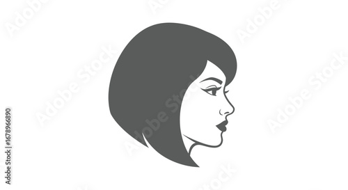 Profile View of a Woman with Short Bob Haircut.