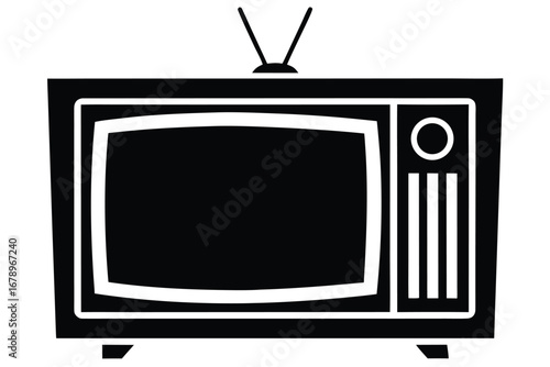 curved tv silhouette vector art icon