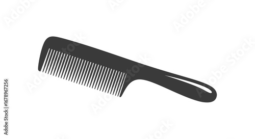 Simple black comb for hair styling and grooming.