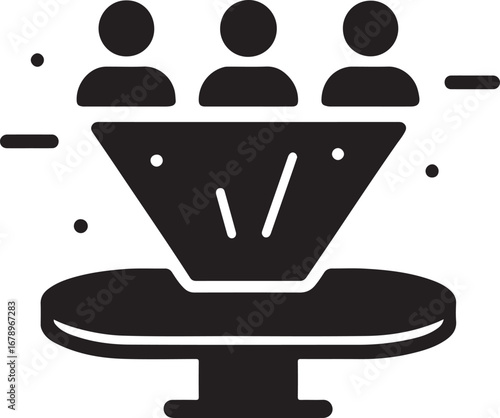 Business sales funnel icon with people isolated on white background