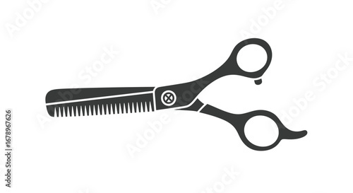 Black silhouette icon of professional hair thinning shears.