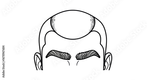 Male Head with Receding Hairline and Bald Spot.