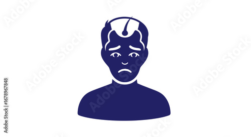 Sad man with hair loss a symbol of male pattern baldness and emotional distress.