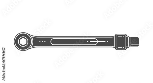 Detailed vector illustration of a mechanical wrench tool for repair and construction.