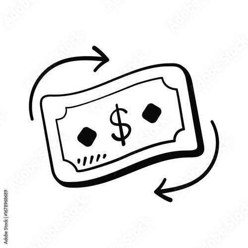 Take a look at this amazing hand drawn icon of money flow in modern style
