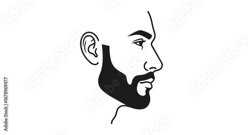 Profile of a Bald Man with a Well-Groomed Beard.
