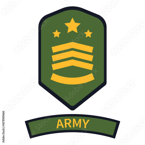 Hierarchical military rank emblem with stars and chevrons, symbolizing status within national armed forces and defense