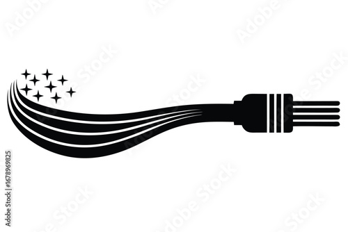fiber optic cable silhouette vector art icon