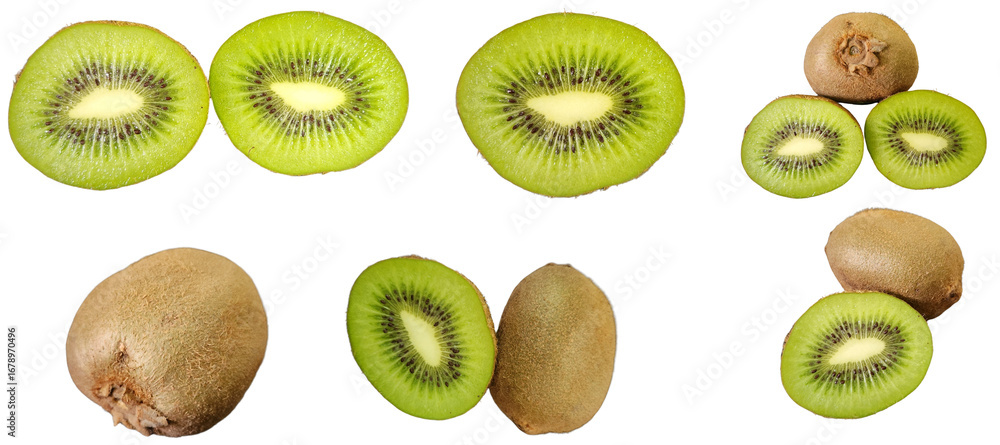 Fototapeta premium Isolated Sliced, Juicy Kiwi Fruits