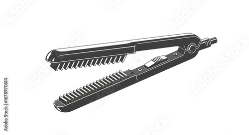 Hair Straightener with Brush Attachment.
