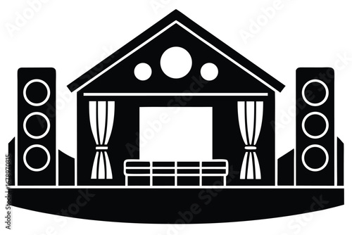 home theater silhouette vector art icon
