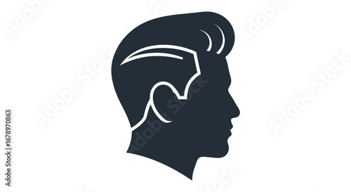Stylized Silhouette of a Mans Head with a Pompadour Hairstyle.