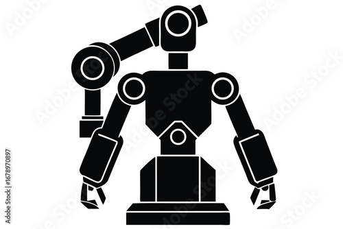 industrial robot silhouette vector art icon