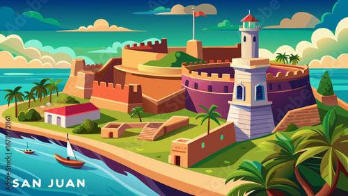 The San Juan National Historic Site in Puerto Rico protects massive coastal fortresses, bastions, and walls built by Spain, overlooking turquoise waters and symbolizing centuries of maritime defense.