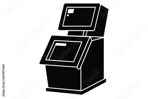 self checkout machine silhouette vector art icon