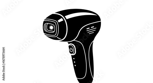 Black and white illustration of a modern handheld hair removal device.
