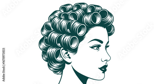 Vintage Hairstyle Profile Portrait.