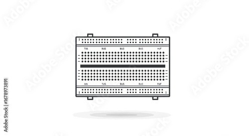 Electronic breadboard for prototyping circuits and components.