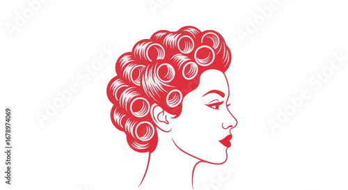 Vintage Hairstyle Profile of a Woman.