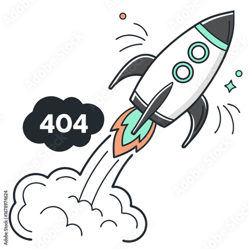 Failed Rocket Launch in Digital Cloud – Space Mission Breakdown Illustration
