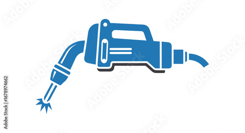 Blue industrial plasma cutter tool for metalworking and fabrication.