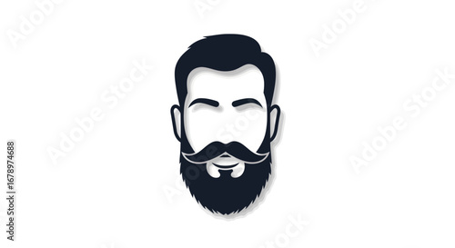 Stylized Mans Face with Beard and Mustache Illustration.