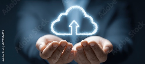 Hands Holding a Cloud Computing Icon.